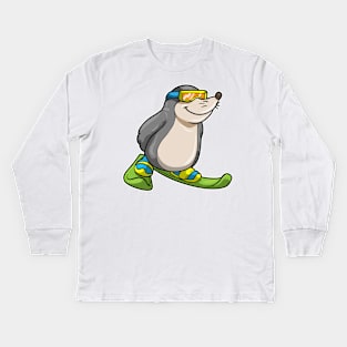 Mole as Skier with Skis & Ski goggles Kids Long Sleeve T-Shirt